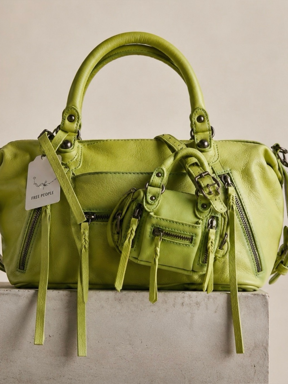 SOLD OUT COLOR~NWT We The Free Baby Emerson Tote Bag & Mini Micro— Matcha